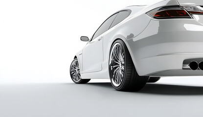 Luxury White Sports Car Close-Up with Polished Alloy Wheels
