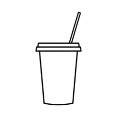 paper cup with a straw icon, vector, outline, silhouette, illustration, isolated on white background
