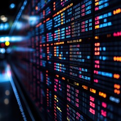Stock exchange screens showing data from major global indices.