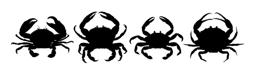 set of crab silhouettes - vector illustration
