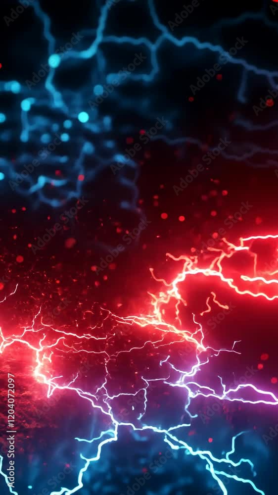 Aufkleber Dynamic display of electric currents in blue and red tones with bright highlights creating a vivid atmosphere