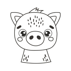 Cute Cartoon Pig outline
