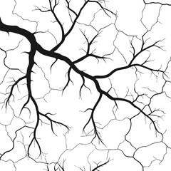 A detailed, black and white graphic illustration of branching tree limbs.