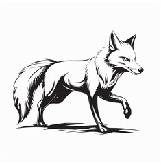 Fox image vector. illustration of a Black and white Fox animal image isolated on white background.