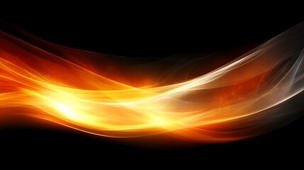 Obraz premium Abstract Orange and Yellow Waves Flowing on Black