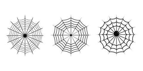 Spider web icon, vector, outline, silhouette, illustration, isolated on white background