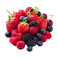Obraz premium Fresh summer berries mix creating a colorful and delicious arrangement