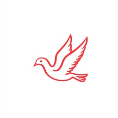 Red line drawing of a flying dove
