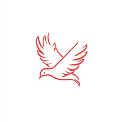 Red line art of a flying dove