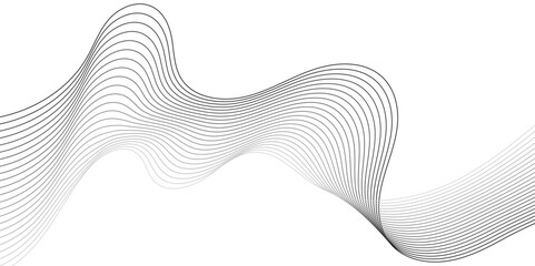 Undulate Grey Wave Swirl, frequency sound wave, twisted curve lines with blend effect. Technology, data science, geometric border. Isolated on white background.