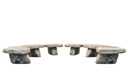 Ancient stone seating circles, perfect for gatherings and ceremonial events. transparent background
