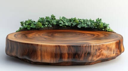 Fototapeta premium Rustic wooden platter with succulent plants creating a natural centerpiece for home decor