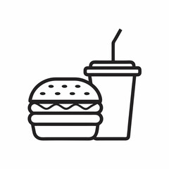 Cheeseburger and Soda Logo outline Vector.