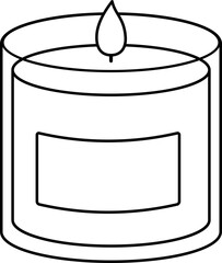 Scented candle outline.
Scented candle linear illustration isolated. 
Transparent background.
