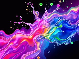 Bunte Farbspritzer auf schwarzem Hintergrund