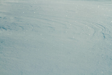 Fantastic winter landscape. Frozen grass in the snow. Winter nature in the rays of sunset..