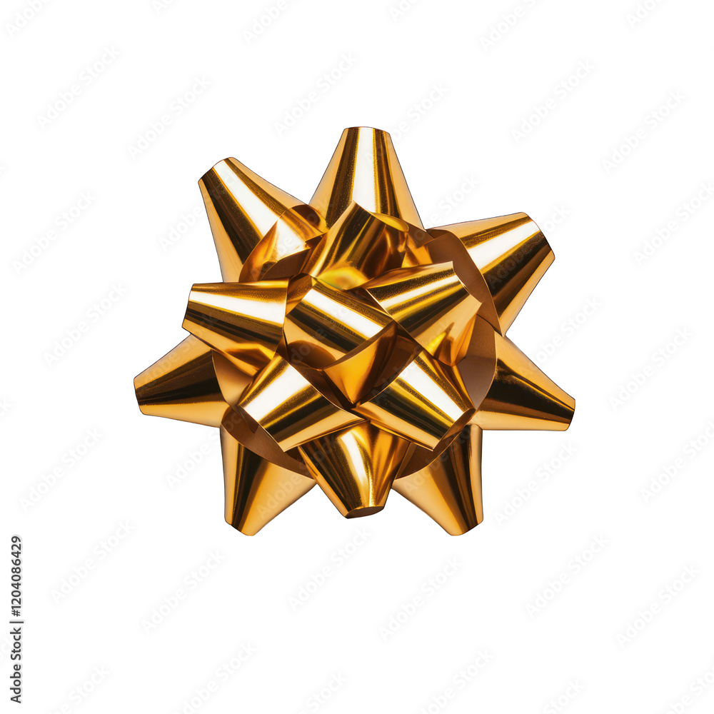 Poster golden ribbon with bow top view isolated on transparent background
