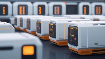 Obraz premium Modular factories crafting hybridpowered industrial vehicles