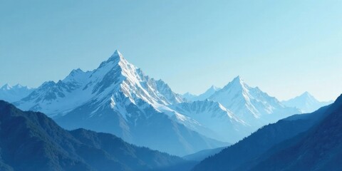 Obraz premium Serene Panorama of Snow-Capped Peaks and Verdant Slopes Under a Clear Sky