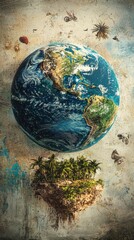 Exploration of earth global travel themes visual art natural landscape aerial view conceptual beauty