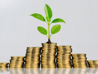 Stacked-Coins-and-Sprouting-Plant-Representing-Financial-Growth