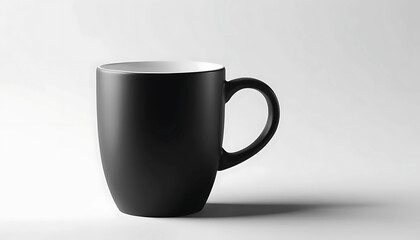 Black mug mockup on white background, ceramic
