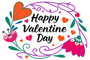 happy valentine day  floral greeting card
