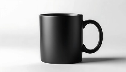 Black mug mockup on white background, ceramic