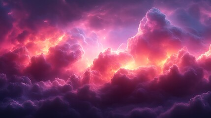 Glowing Pink and Purple Cloudscape Celestial Fantasy
