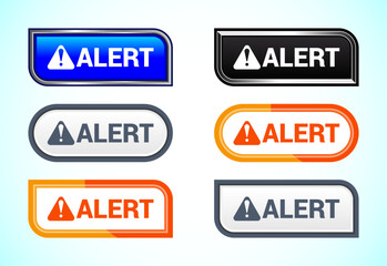 Fototapeta premium Alert button set of different shapes and colors. Suitable for mobile app, and website UI design.