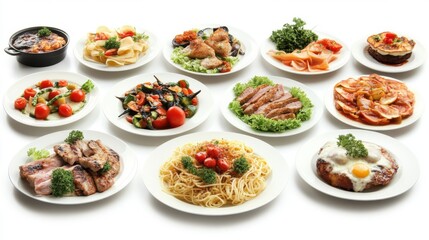 Colorful collection of diverse dishes served