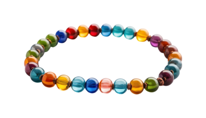 Colorful beaded bracelet with rainbow hues.