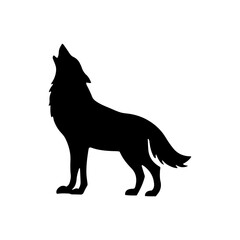 Black cute wolf howling silhouette icon vector illustration design on white background.