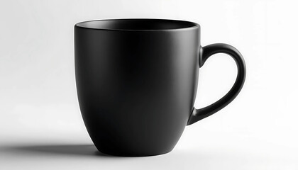 Black mug mockup on white background, ceramic