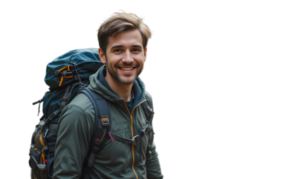 Man in hiking gear smiling at the camera

