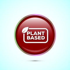 Plant based product icon design illustration. plant based food, natural ingredients. Red color round button design