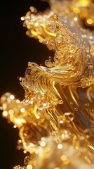 Golden chinese clouds illuminating luxurious textures abstract art vibrant lighting close-up view elegant design