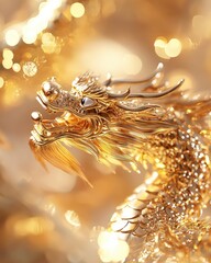 Golden dragon celebration china artistry vibrant textures close-up cultural symbolism for new year festivities