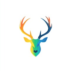 Colorful deer head graphic design, artistic, logo potential