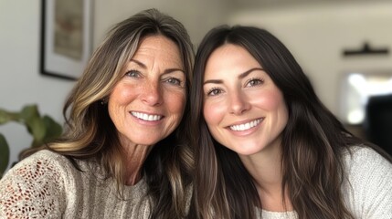 Smiling women enjoying time together in cozy home setting