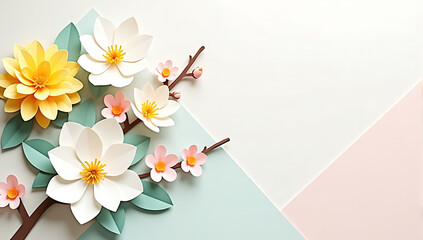 Obraz premium International Women's Day background design with intricate floral patterns on a pastel gradient, symbolizing elegance and femininity, perfect for banners or festive visuals