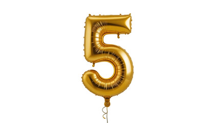 Gold number five balloon.