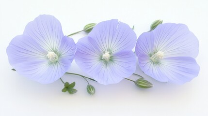Obraz premium Delicate blue flax flowers on white background