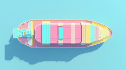 Obraz premium Bulk carrier flat design top view Container ship theme animation colored pastel 