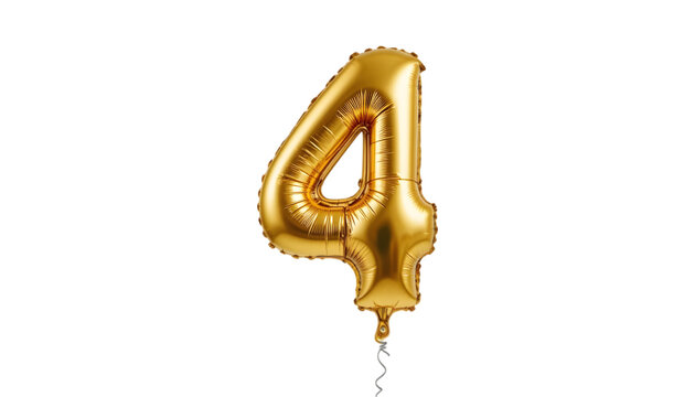 Golden number four balloon.