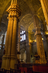 Naklejka premium Columns inside the Cathedral of the Incarnation in Malaga, Spain. The basilica is one of the most important Renaissance monuments in Andalusia.