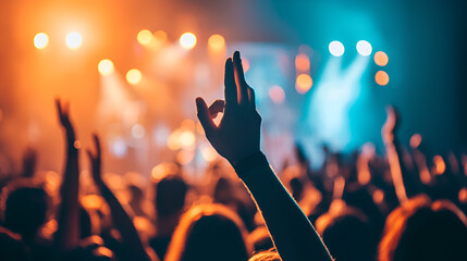 Concert Crowd Hand Gesture Stage Lights