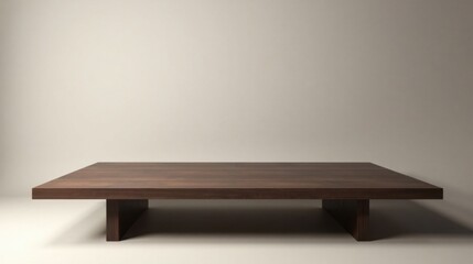 Simple Dark Wood Coffee Table on Neutral Background, Perfect for Mockups and Product Displays