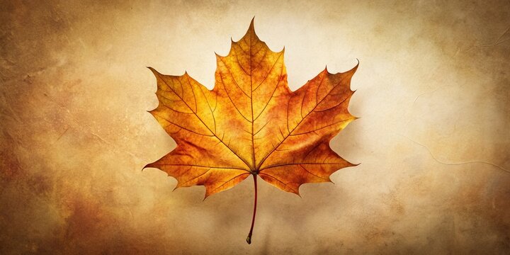 Vintage Isolated Leaf Photography: Autumn Maple Leaf in Sepia Tone
