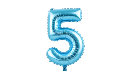 Light blue number five foil balloon.